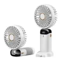 USB Handheld Mini Fan Foldable Portable Neck Hanging Fans 5 Speed Rechargeable Fan with Phone Stand and Display Screen. 