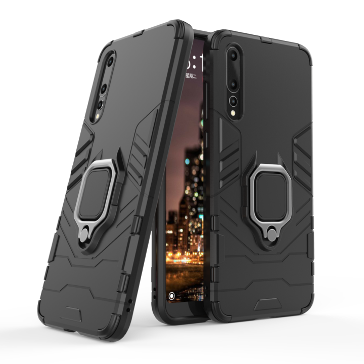 For Huawei P20Pro Case Iron Man Dual Layer Magnetic Ring Kickstand Armor Case For Huawei P20Pro Case Shockproof Soft TPU Hard PC Back Cover