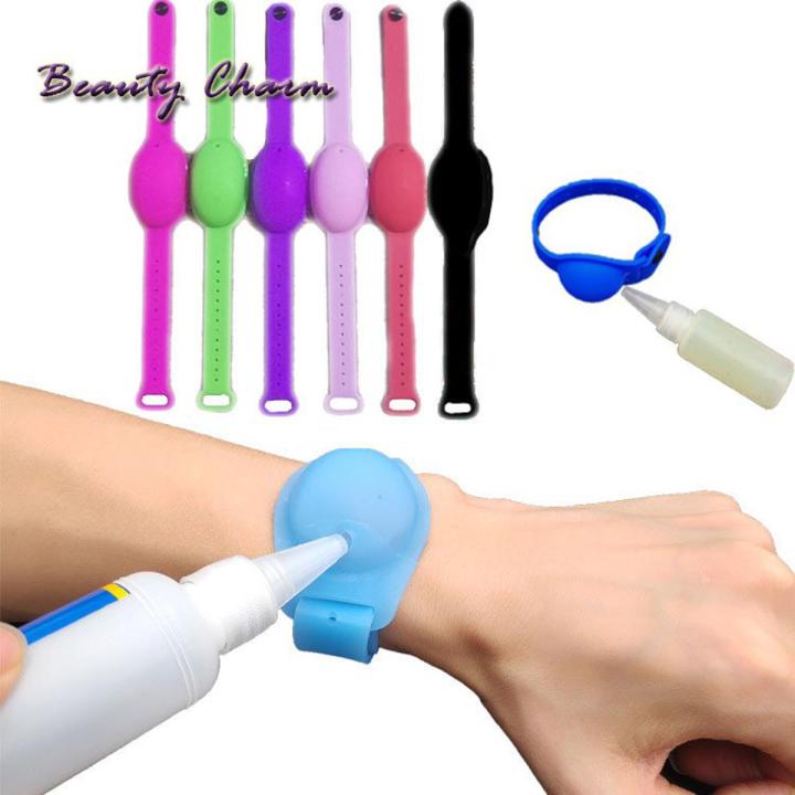 Portable Silicon Sanitizer Wrist Band Watch For Outdoor Sanitizer Disinfecting Bracelet band For Children and Adults Essential Sanitizer Medicine Watch Hand Sanitizer Disinfectant Sub-packing Silicone Bracelet Wristband Hand Dispenser Wearable