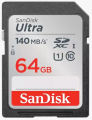 Memory Card 64GB 140MB/Sec Ultra Class 10 SDHC SD For Camera And DSLR - Black. 