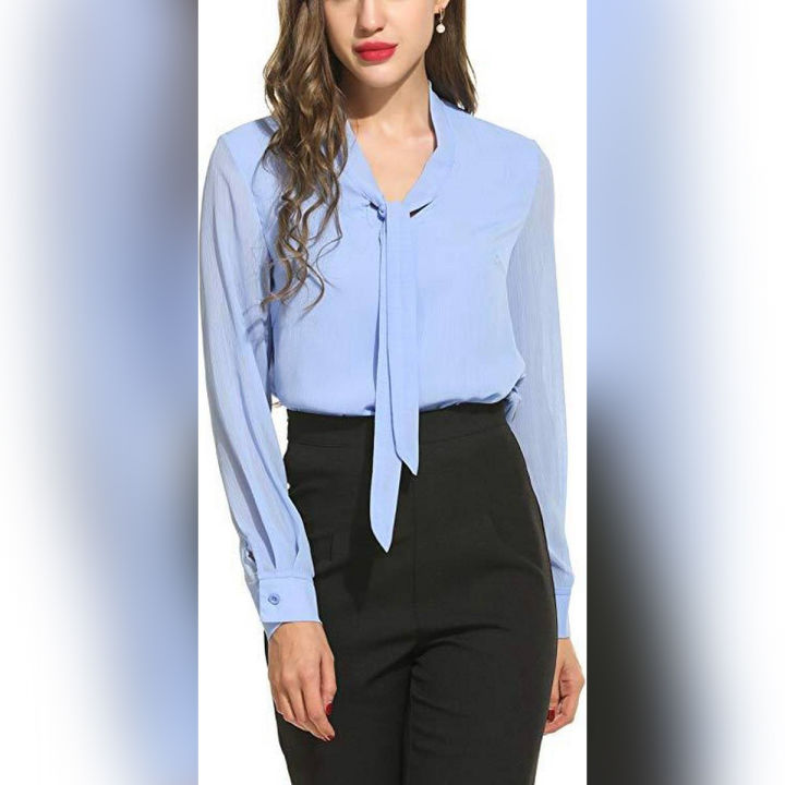 light blue chiffon blouse