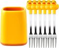 Fruit Fork 6 Stainless Steel Cake Forks Small Duck with Jar Choices for Cakes with Cute Animals for Afternoon Tea Dessert Tableware. 