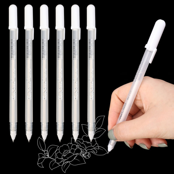 1/5/10Pcs 0.8Mm Waterproof White Gel Pen Highlighter Marker Pen Sketch Drawing Art Markers Comic Design Fine Liner Pen