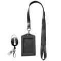 Business Badge holder Stylish Retractable Card band ID card holder Neck strap Leather Leather holder for Office Conference Trade show Corporate events Employee identification. 