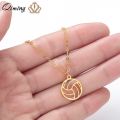 Qiming Stainless Volleyball Necklace For Women Ball Pendant Sports Jewelry S Volley Ball Sport Fan Coach Men Necklace. 