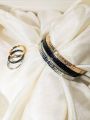 Elegant Three-Tone Bangles & Rings Set– Gold, Silver, & Black Bangles Fashion Hand Jewelry. 