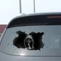 Halloween Evil Skull Sticker Broken Glass Window Effect Keep Silent Gesture Black Grim Reaper Sticker Car Window Decal. 
