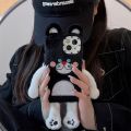 Funny 3D Cute Plush Black Cat Phone Case For iPhone 14 Plus 11 12 13 Pro Max Soft Cover Kawaii Cartoon Cases For 14 Pro Funda. 