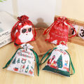 Reusable Gift Bags Lightweight Santa Design Fabric Drawstring Bag 30x20cm Christmas-Themed Party Favor Pouch for Christmas. 