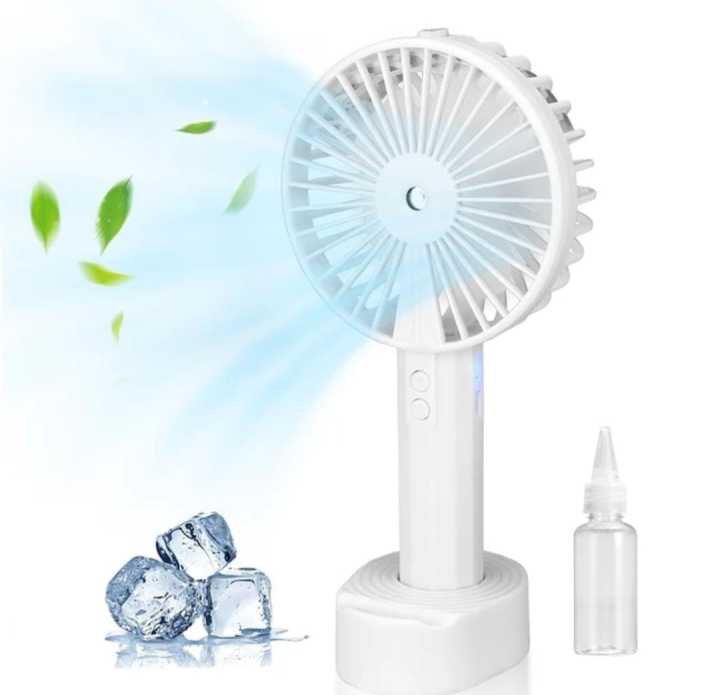 KINZO   Colling Mist Spray Fan With mobile holder   Mini Portable Handheld Water Mist Spray Cooler USB Rechargeable Cooling Fan with mobile stand option