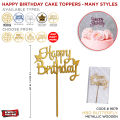 Happy Birthday Cake Toppers Collection - Acrylic Mirror Topper, Metallic Finish Cupcake Toppers, Birthday Party Wooden Cake Topper, Painted Cake Decoration Topper, Wooden Glitter Cake Toppers, Birth Day Cake Decorations, Party Supplies. 
