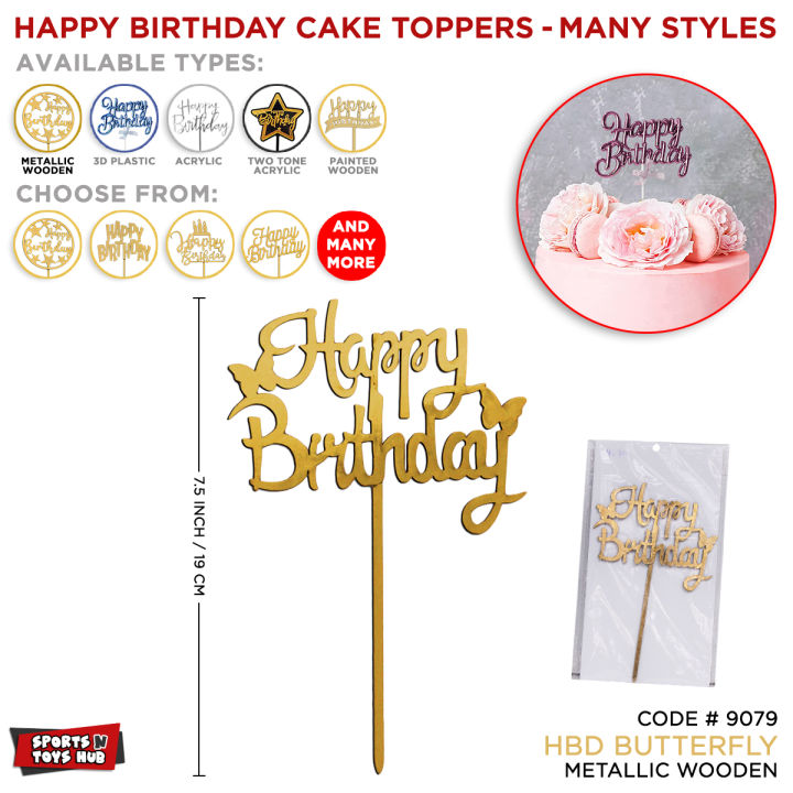 Happy Birthday Cake Toppers Collection Acrylic Mirror Topper