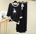Night Dress for Girls Dress for Girls Nighty for girls full hot womens sleepwear ladies Loungewear womens nightwear Ladies nightdress sleepwear and Loungewear Black And White Round Neck Pop Up Heart Printed Night Wear By LYZOO FASHION. 