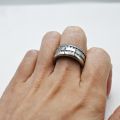 Kexin jewelry titanium stainless steel jewellery men's fashion rings Double CZ Stone promise man engagement rings. 