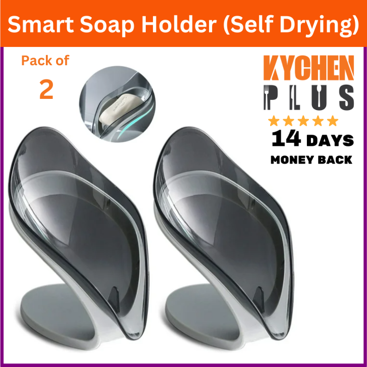 Soap Holder | Soap Dispenser | Soap holder for Bathroom | Soap Dish | leaf shape soap holder, self draining bathroom fitting (Pack of 2)