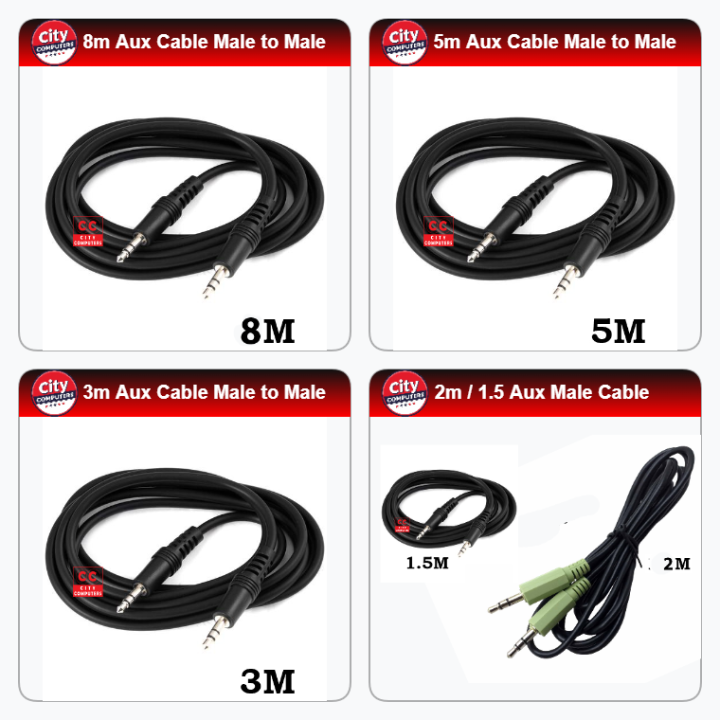Aux Cable 3.5mm Male to Male Audio Stereo Cord for Headphones Speakers MP3, 1.5M 3M 5M 8m