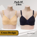 Pack of 2- Cotton Bra for Girls| Non Padded Ladies Brazier | Bra For Women's. 