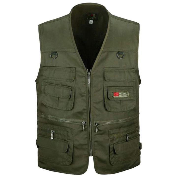 Men's Fishing Vest with Multi-Pocket Zip for Photography / Hunting / Travel Outdoor Sport - Green Army, XXXL