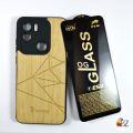 Bundle of 2 - Redmi A1 Plus / A2 Plus Wooden Texture TPU Back Cover Case + Premium Quality OG Gorilla Glass. 