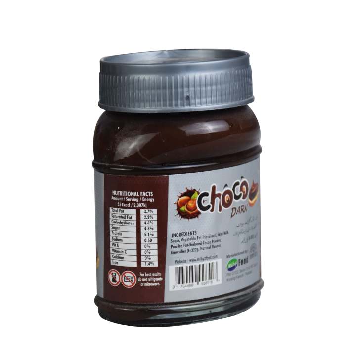 Milkyz%20Food%20Choco%20Dark%20Double%20Chocolate%20Spread%20With%20Hazelnut%20180g%20Jar%20Bottle%20-%20Image%203