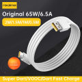 65w Realme Original Type C USB Cable Phone 50W 6.5A Fast Super Dart Charge Oppo Vooc Real Me 7 8 8i 9 Pro 9i X50 GT GT2 C31 Tipo. 