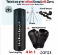 4-in-1 Punching Bag Set with Boxing Gloves, Hand Wraps & Chain - 3 & 4 Feet Options. 