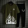 New trendy fired printed black & white premium quality tracksuit for men and boys. 