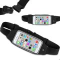 Adjustable Sweatproof Mobile Waist Belly Belt Pouch Bag Case Cover with Transparent Clear View Touch Screen with headphone jack slot For Jogging Sports Running  Gym Workouts  Walking Exercise Hiking. 