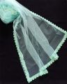 SEA GREEN COLOR NET DUPATTA FOR GIRLS AND WOMAN USE TOO ( DECORATED WITH SAME COLORED COTTON LACE AND BEADS ). 