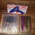 20w Imported Brand New Hot Glue Gun Small / Imported Glue Gun / Glue / Professional Hot Melt Small Glue Gun With 3 Plain Glue Stick + 3 Glitter Stick HGG 01 (1 Pcs + 3 stick Plain + 3 Glitter Stick). 