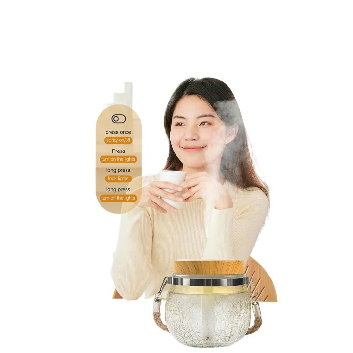 Humidifier Glass Mist Humidifier with 8 Colors Night Light Essential ...