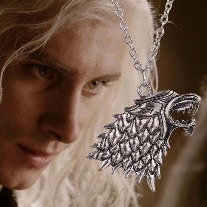 Dire Wolf Necklace Song Of Ice And Fire Vintage Jon Antique Silver Color Pendant Animal Movie Jewelry Men Women