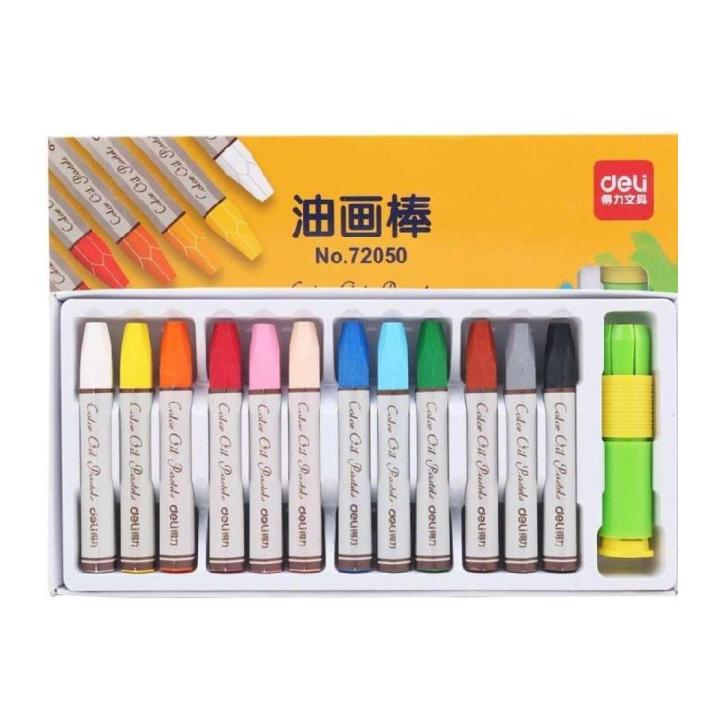 Oil pastel crayons Colors with pastel holder 12 pcs Deli72050