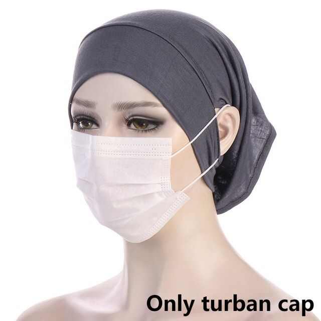 Solid Color Women's Islamic Muslim Hijab Turban Cap Women Hijab Undercap With Ear Hole Hijab Caps Bandanas Cap Headscarf Bonnet
