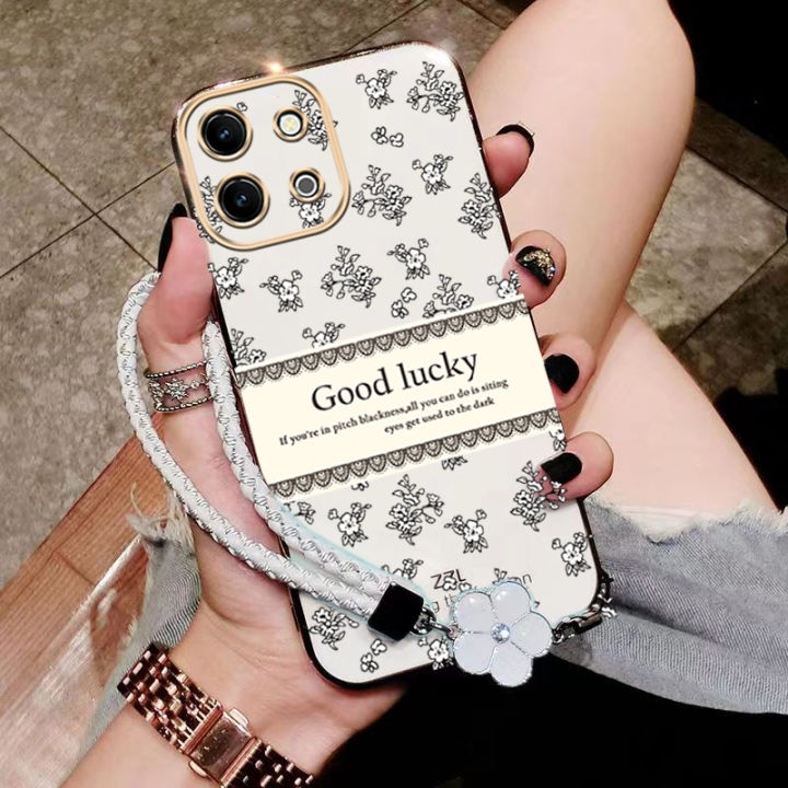 Casing Vivo Y28 4G phone case softcase liquid silicone protector smooth cover new design aesthetic luxury retro bracelet for girl ddxybh01