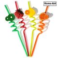 Best Quality 4 pieces Colorful Cartoon Art Drinking Plastic Fruit Straws For Kids & Wedding Party Birthday Decoration Art Reusable Spiral Plastic Straws for Mason Jar Juices. 