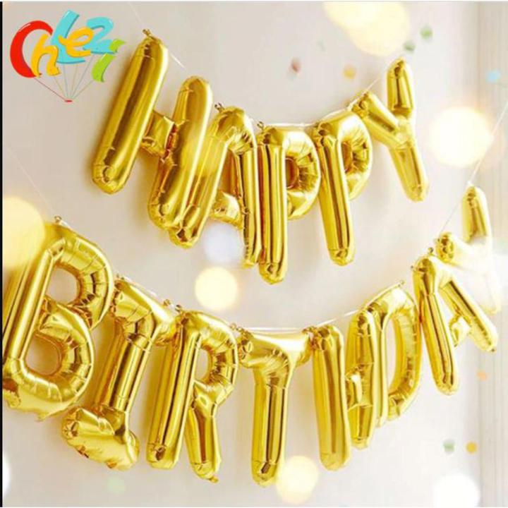 Happy Birthday Foil Balloons - Decorations Balloon Letter Foil Alphabet Birthday Banner -16 Inch Gold Alphabet Letters Balloons Happy Birthday Party Decoration Aluminum Foil Membrane Balloon
