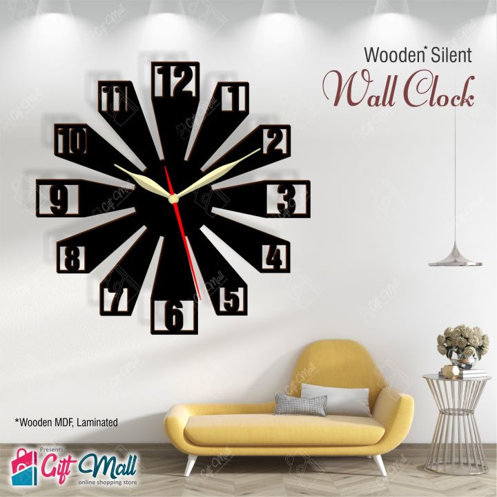 Numbering 3D Silent Wooden / Acrylic Wall Clock - Home & Office Decor Made by Gift Mall