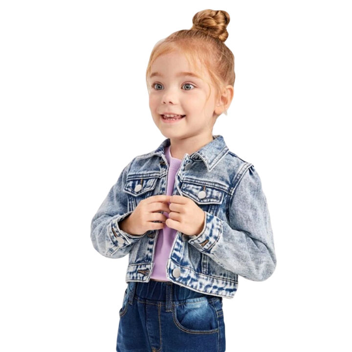 Girls Kids Denim Jeans Vintage Jacket Random Wash Premium Brand Export Quality