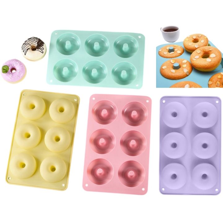 Heat Resistant Silicone Donut Mold for 6 Doughnuts Food Grade Silicone Bagels Pan for Baking Non Stick Mini Cupcake Mould