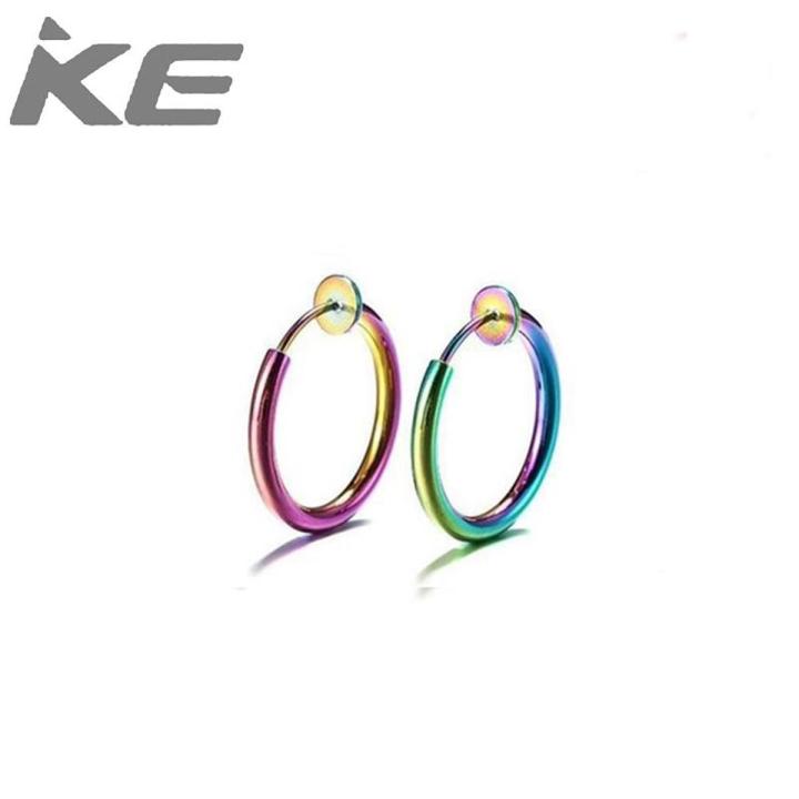 1Pair Fashion Hip Hop Stainless Steel Retractable Earrings No Piercing Earrings Cuff Earrings Round Hoop Ear Cuff Women Men Jewelry Gift