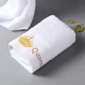 Quality 100% Cotton White 5-Star Hotel Towel Home Set Embroidered Luxury Crown Bath Towels for Adults Absorbent Face Towel. 