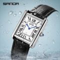 Sanda Rectangular Wrist Watches for Women Men Watches Luxury Brand Leather Quartz Clock zegarek damski 1108. 