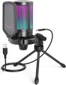FIFINE Mic AmpliGame A6V USB Microphone with Volume Dial, Mute Button & RGB for Gaming on PC/Laptop/PS4/5. 
