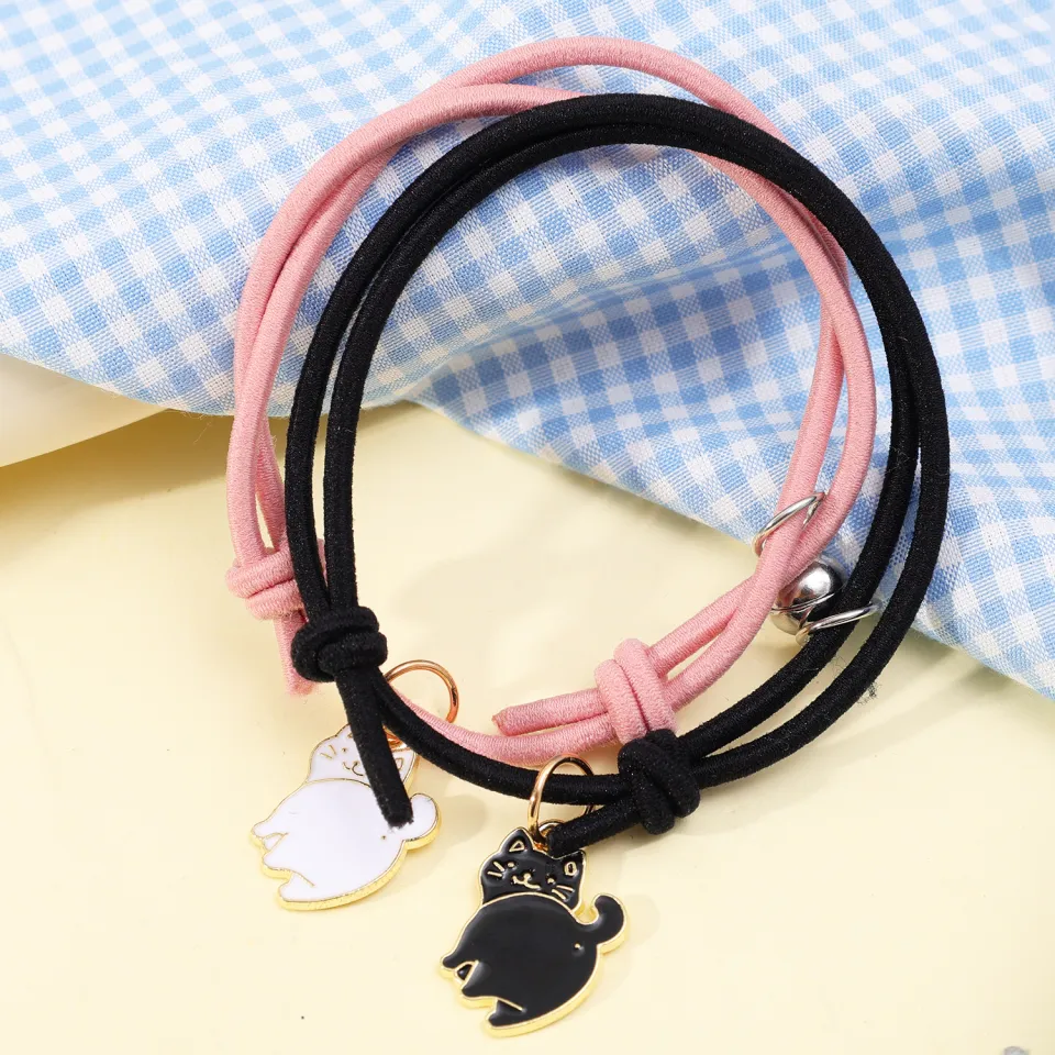 Personalized Braided Couples Bracelet – Cute Cat Charm, Adjustable Rope, Matching Promise Bracelet For Him & Her - View #7