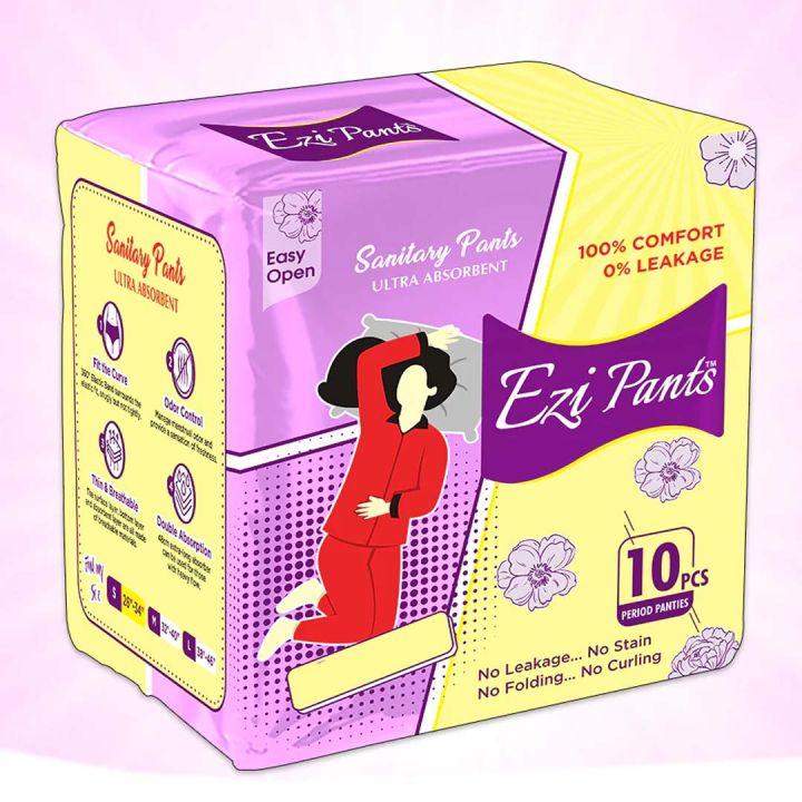 Ezi - Pants pads (Sanitary Pads) Pack of 10  Ezi-Pants Sanitary Pants Ultra Absorbent Protection upto 12 hours