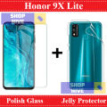 Honor 9X Lite Tempered Glass Polish Screen Protector + Back Jelly Protector Clear Soft Film Protection Hydrogel For Honor 9X Lite. 