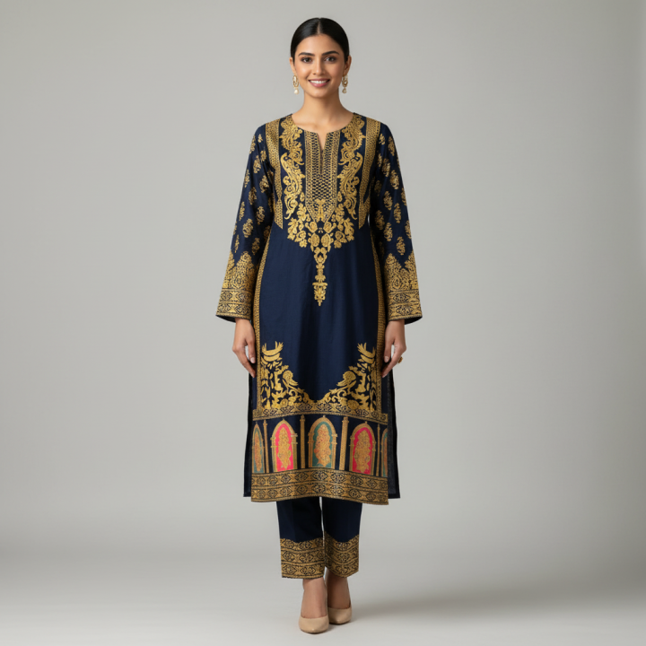 Smar's%20Fashion%20Trendy%20%20stitched%203D%20print%20%202pc%20Dress%20for%20Women%20-%20Image%202