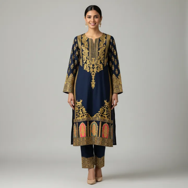 Smar's%20Fashion%20Trendy%20%20stitched%203D%20print%20%202pc%20Dress%20for%20Women%20-%20Image%202