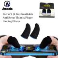 Pubg Gloves Pair of 2 (4 Pcs) Breathable Anti Sweat Thumb Finger Gaming Gloves Of Pubg - Free Fire Finger Sleeve - Free Size. 